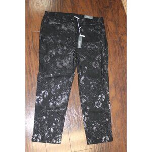 Chicos Black & Silver Petite Slimming Ankle Pants 2.5P Stretch Waistband NWT